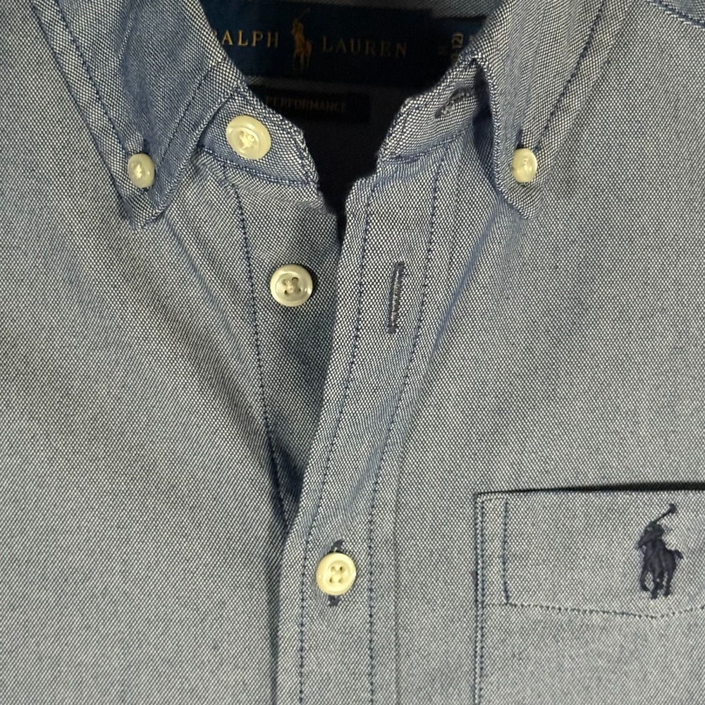 Ralph Lauren Boys Youth Medium 10/12 Performance Button Down Collar Pocket Logo - Picture 3 of 7
